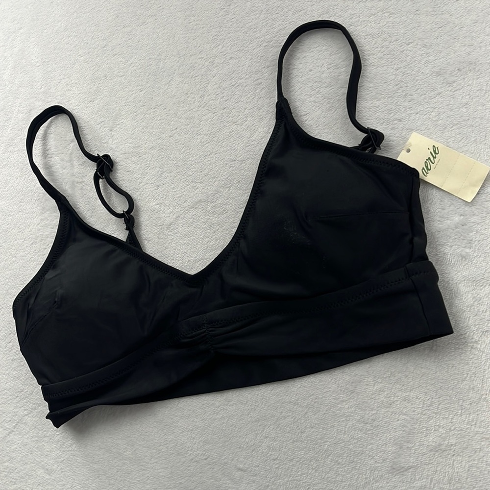 NEW Aerie M Black Adjustable Strap Bikini Bathing Suit Top